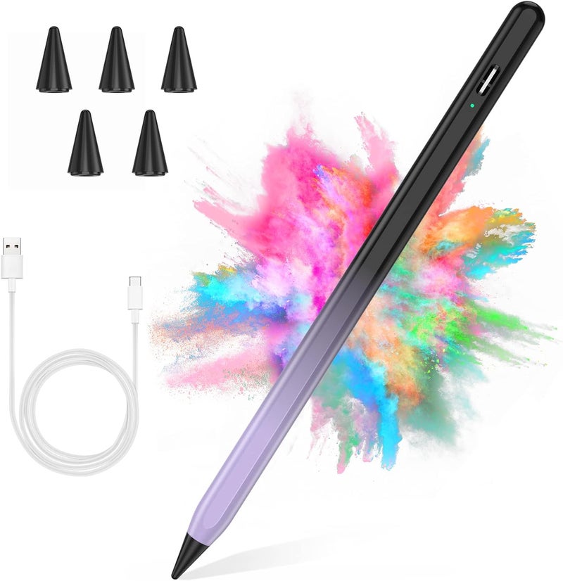 COO ​​​Stylus Pen for iPad 2018-2023 with Palm Rejection, Active Pencil for iPads 10th/9th/8th/7th/6th Gen, for iPad Pro11/12.9 inch, for iPads Air 5th/4th/3th, for iPad Mini 6th/5th Gen(Black and Purple) - Image 1